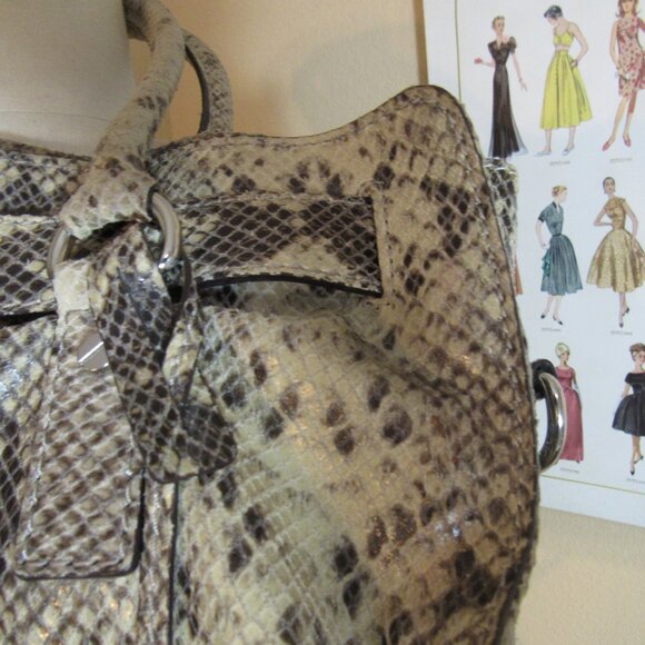 Michael Kors Gray Snakeskin Silver Hardware Large Hamilton Bag - Picture 3 of 15